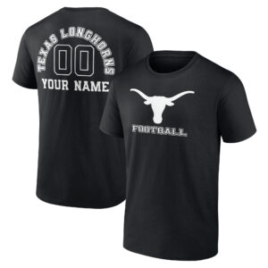Men's Black Texas Longhorns Personalized Name & Number Monochrome T-Shirt