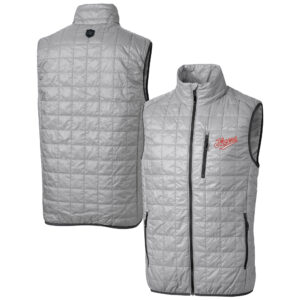 Men's Cutter & Buck  Gray Dayton Flyers Vault Rainier PrimaLoft Eco Insulated Full-Zip Puffer Vest