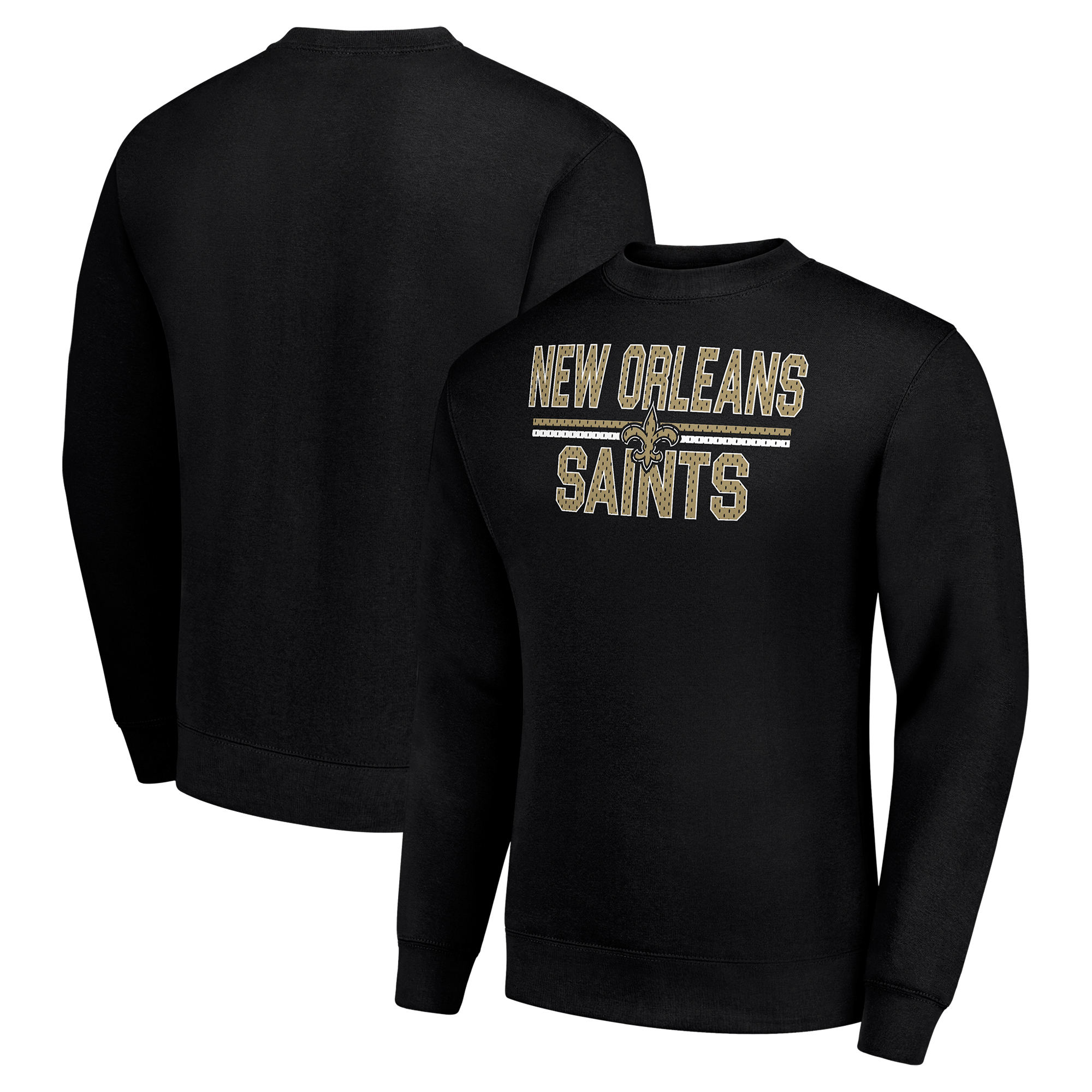 Men's Starter Black New Orleans Saints Team Mesh Print Graphic Pullover Sweatshirt