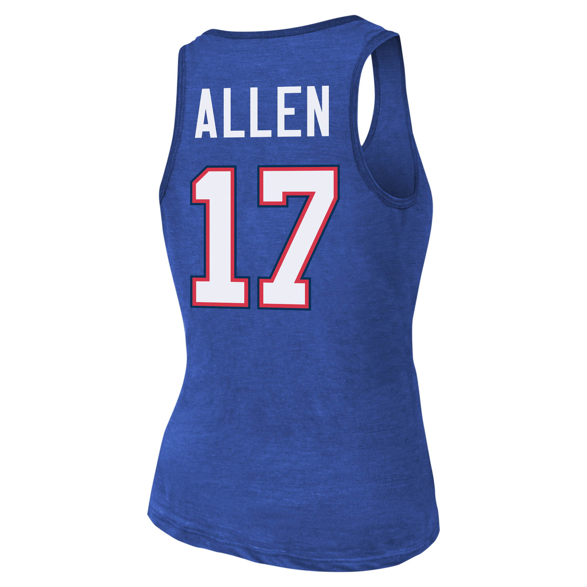Women's Majestic Threads Josh Allen Royal Buffalo Bills Name & Number Tri-Blend Tank Top - Image 4