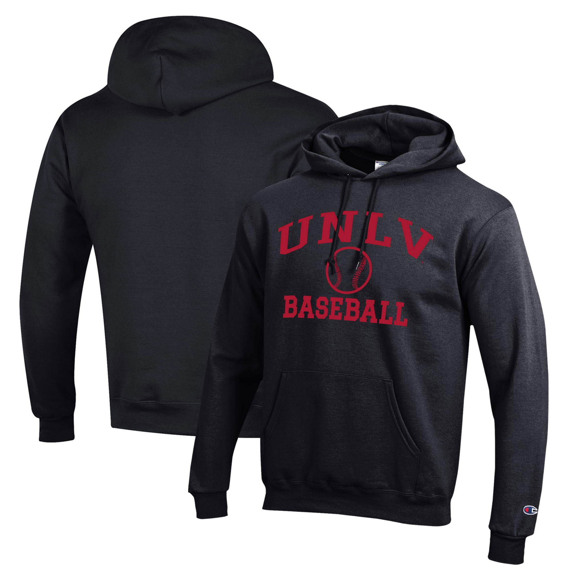 Men's Champion Black UNLV Rebels Icon Baseball Powerblend Pullover Hoodie