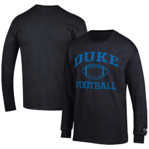 Men's Champion Black Duke Blue Devils Football Icon Long Sleeve T-Shirt