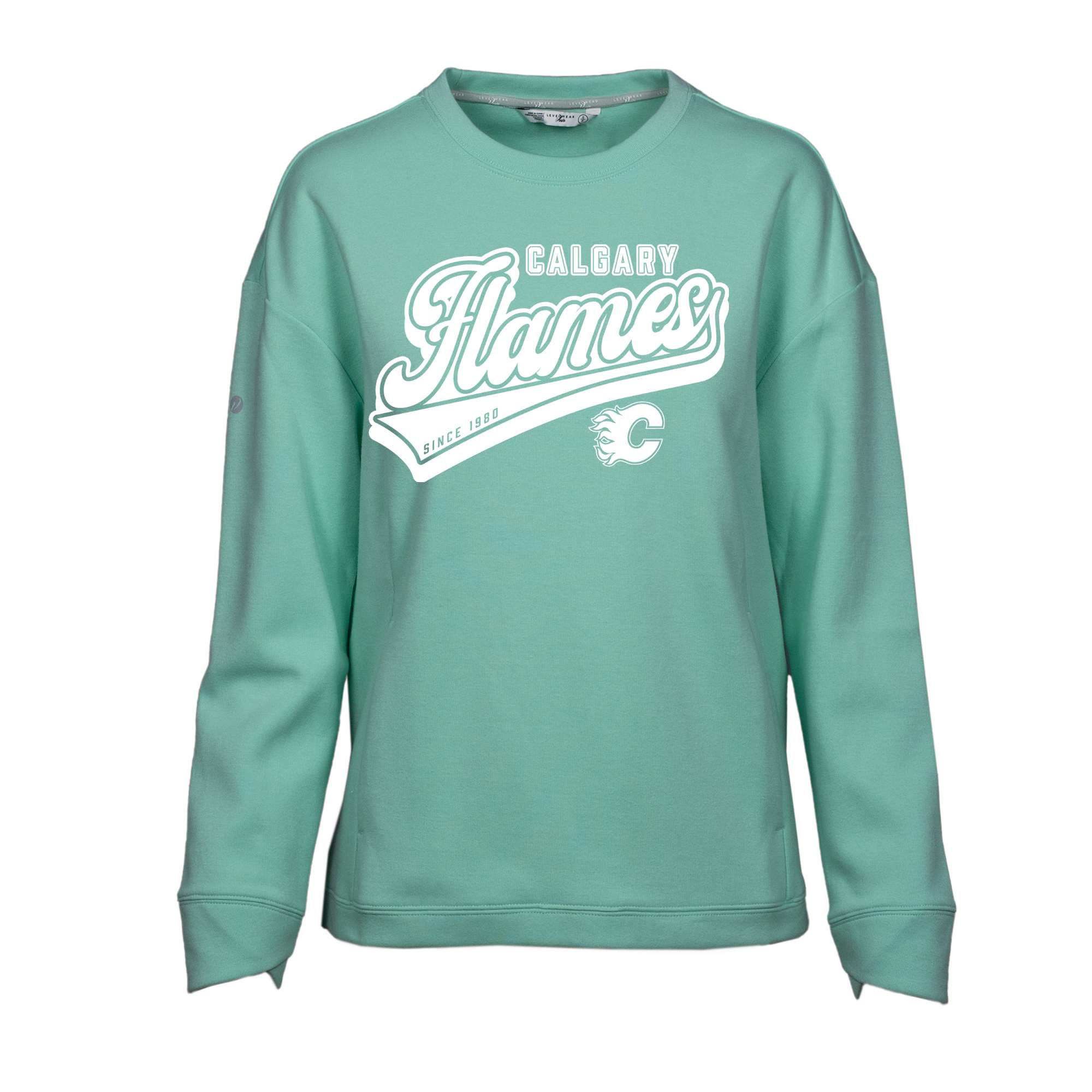 Women's Levelwear Mint Calgary Flames Fiona Sweep Pullover Sweatshirt