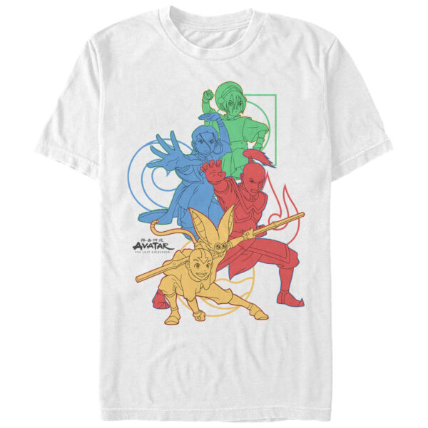 Men's Mad Engine White Avatar: The Last Airbender Primary Elements Graphic T-Shirt