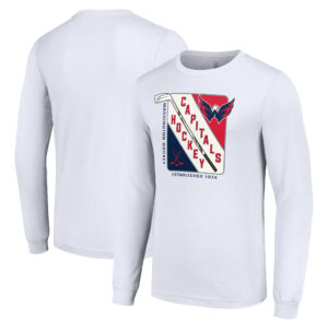 Men's Starter White Washington Capitals Shield Long Sleeve Graphic T-Shirt