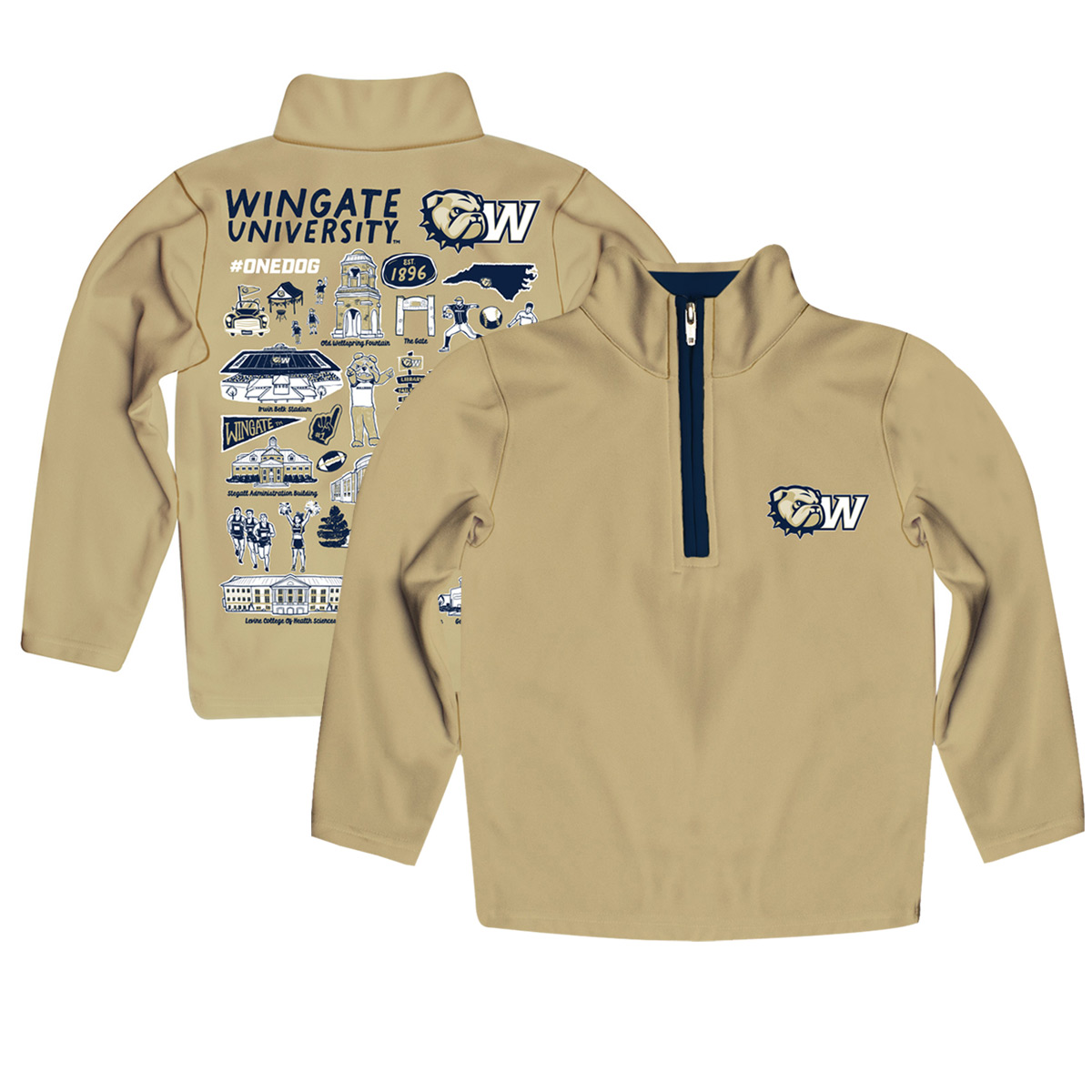 Youth Vive La Fete Gold Wingate University Bulldogs Impressions Artwork Quarter-Zip Jacket