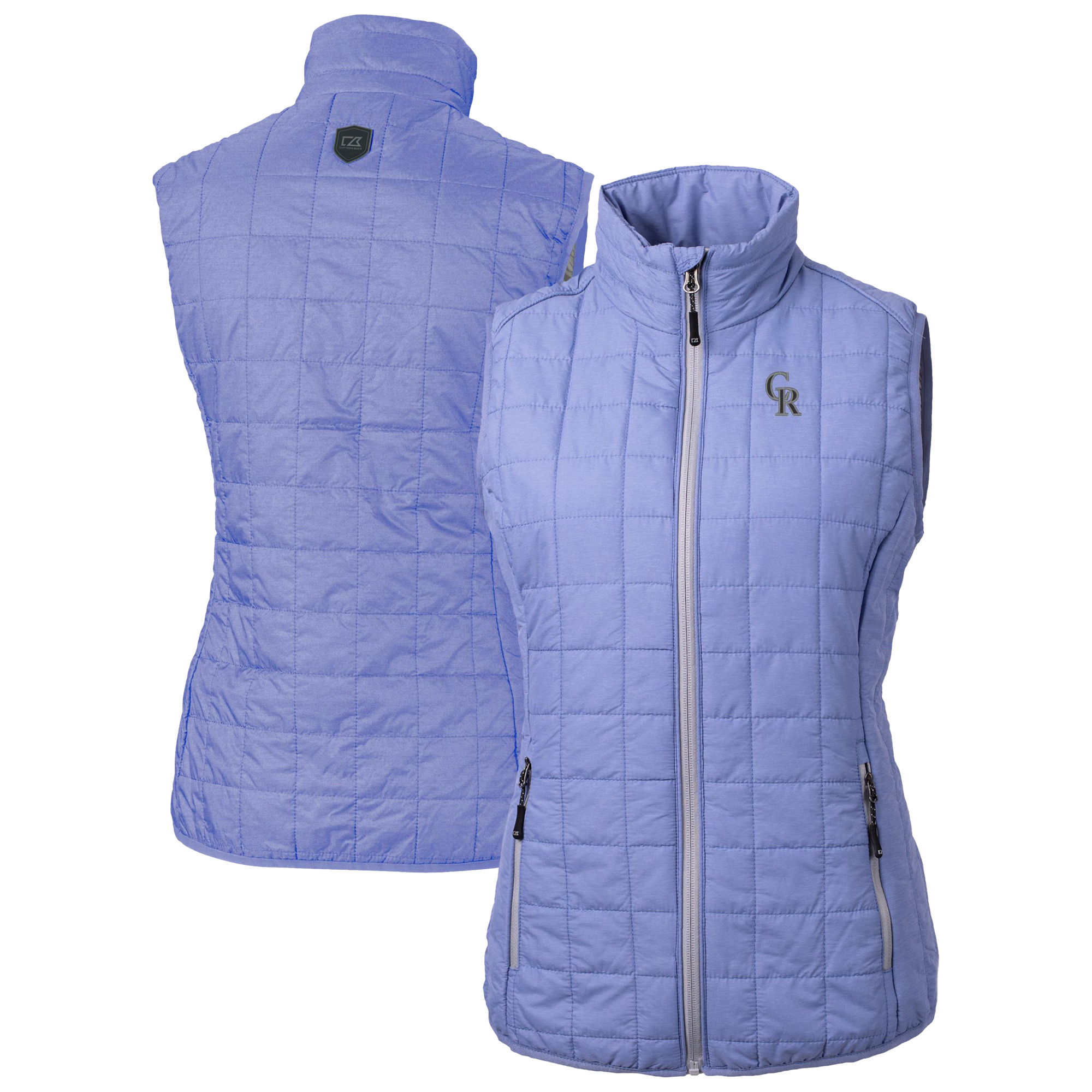 Women's Cutter & Buck Purple Colorado Rockies Rainier PrimaLoft Eco Insulated Full-Zip Puffer Vest