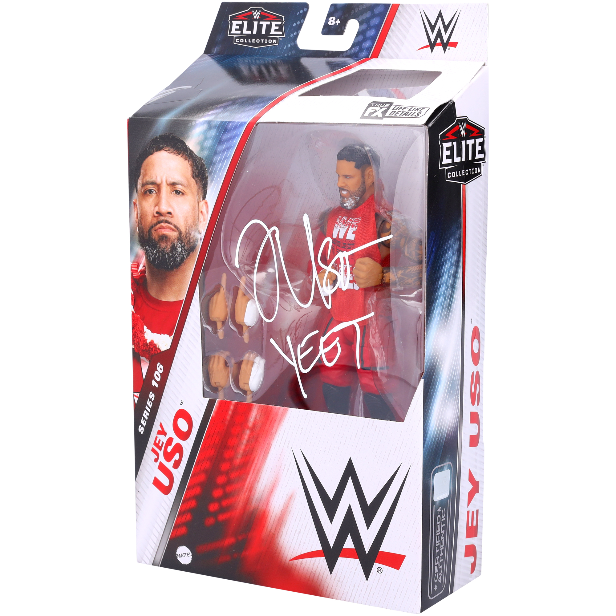 Jey Uso Autographed Mattel Elite Collection Series 106 Action Figure with "YEET" Inscription