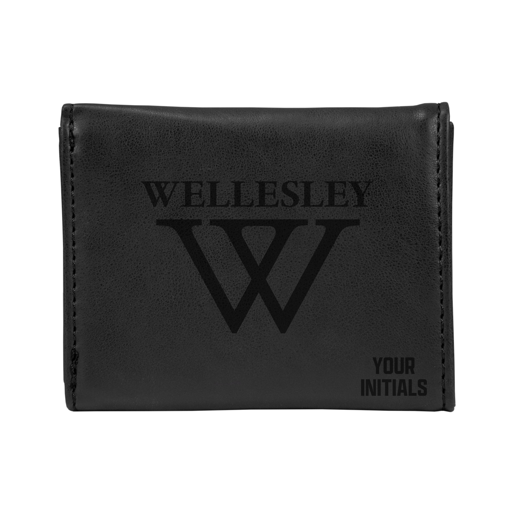 Black Wellesley Blue Personalized Trifold Wallet
