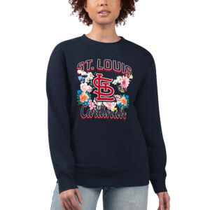 Women's G-III 4Her by Carl Banks Navy St. Louis Cardinals Flowers Graphic Pullover Sweatshirt