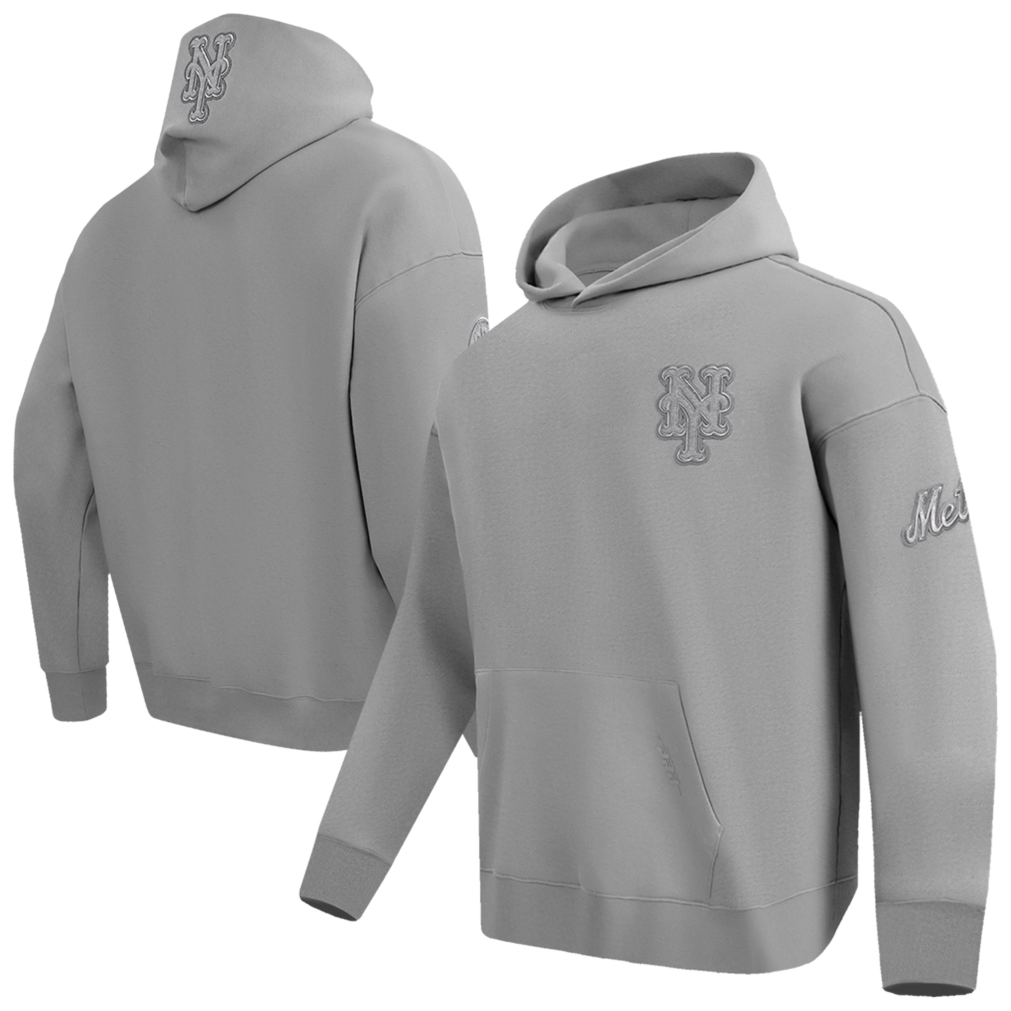Men's Pro Standard Heather Gray New York Mets Drop Shoulder Fleece Pullover Sweatshirt