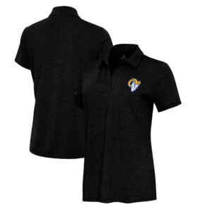 Women's Antigua  Heather Black Los Angeles Rams Layout V-Neck Polo