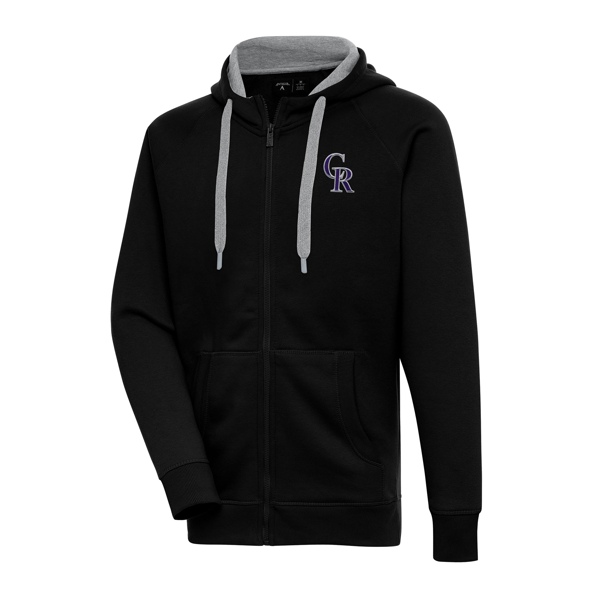 Men's Antigua Black Colorado Rockies Big & Tall Victory Full-Zip Hoodie Jacket