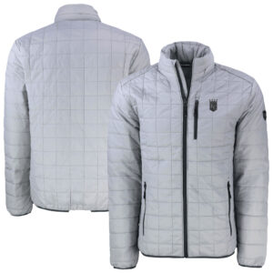Men's Cutter & Buck Gray Kansas City Royals Rainier PrimaLoft® Eco Insulated Full-Zip Hoodie Puffer Jacket