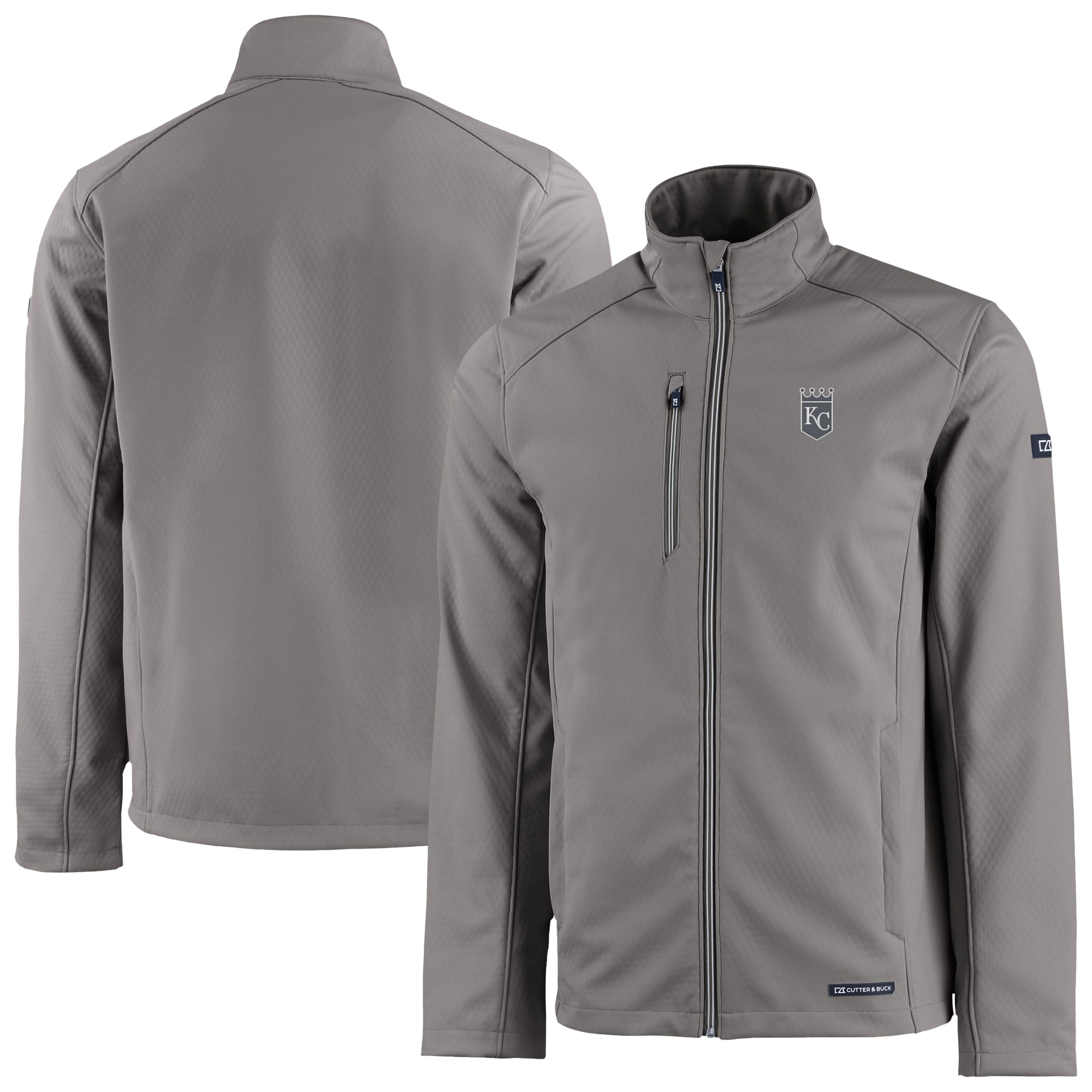 Men's Cutter & Buck Gray Kansas City Royals Evoke Eco Softshell Recycled Full-Zip Jacket - Image 2