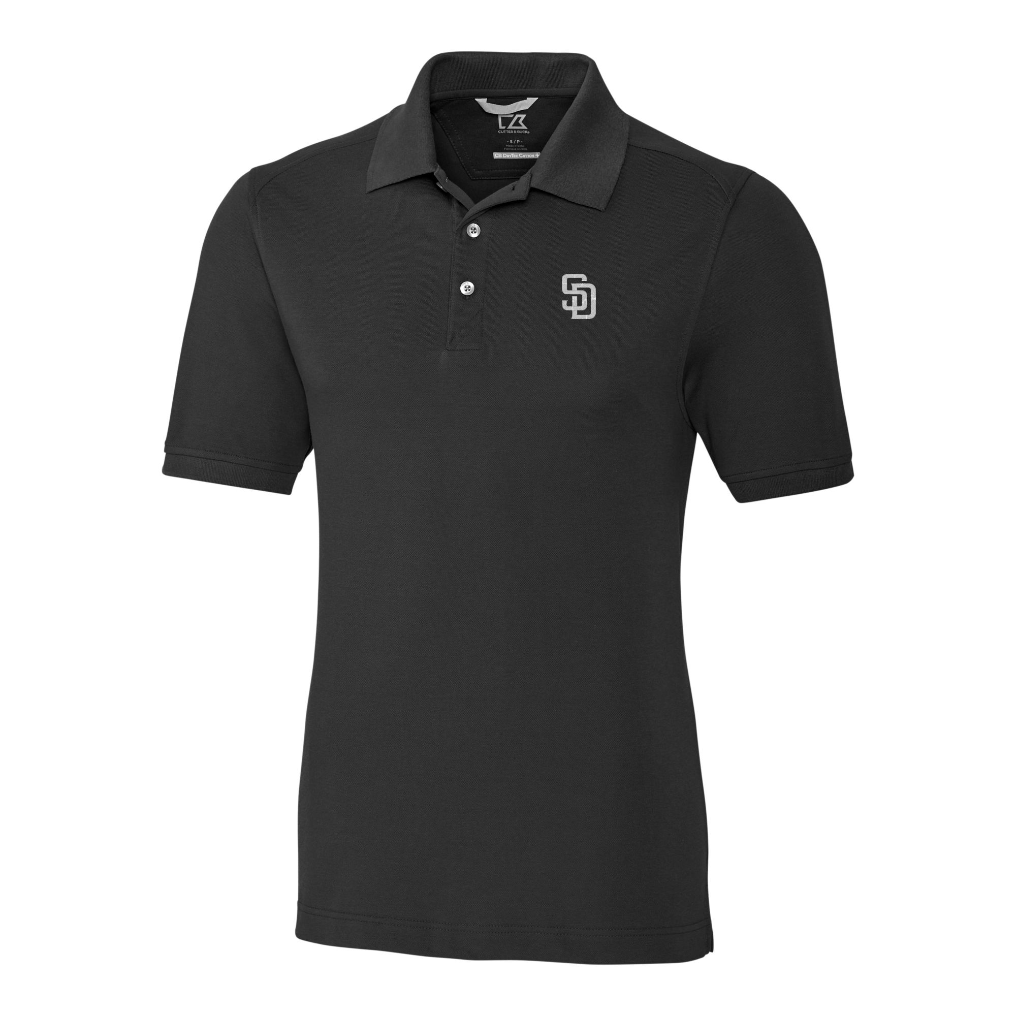 Men's Cutter & Buck Black San Diego Padres Advantage Pique DryTec Tri-Blend Polo - Image 6