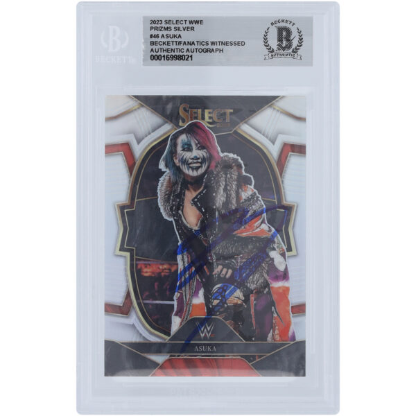 Asuka WWE Autographed 2023 Panini Select Silver Prizm #46 Beckett Fanatics Witnessed Authenticated Card