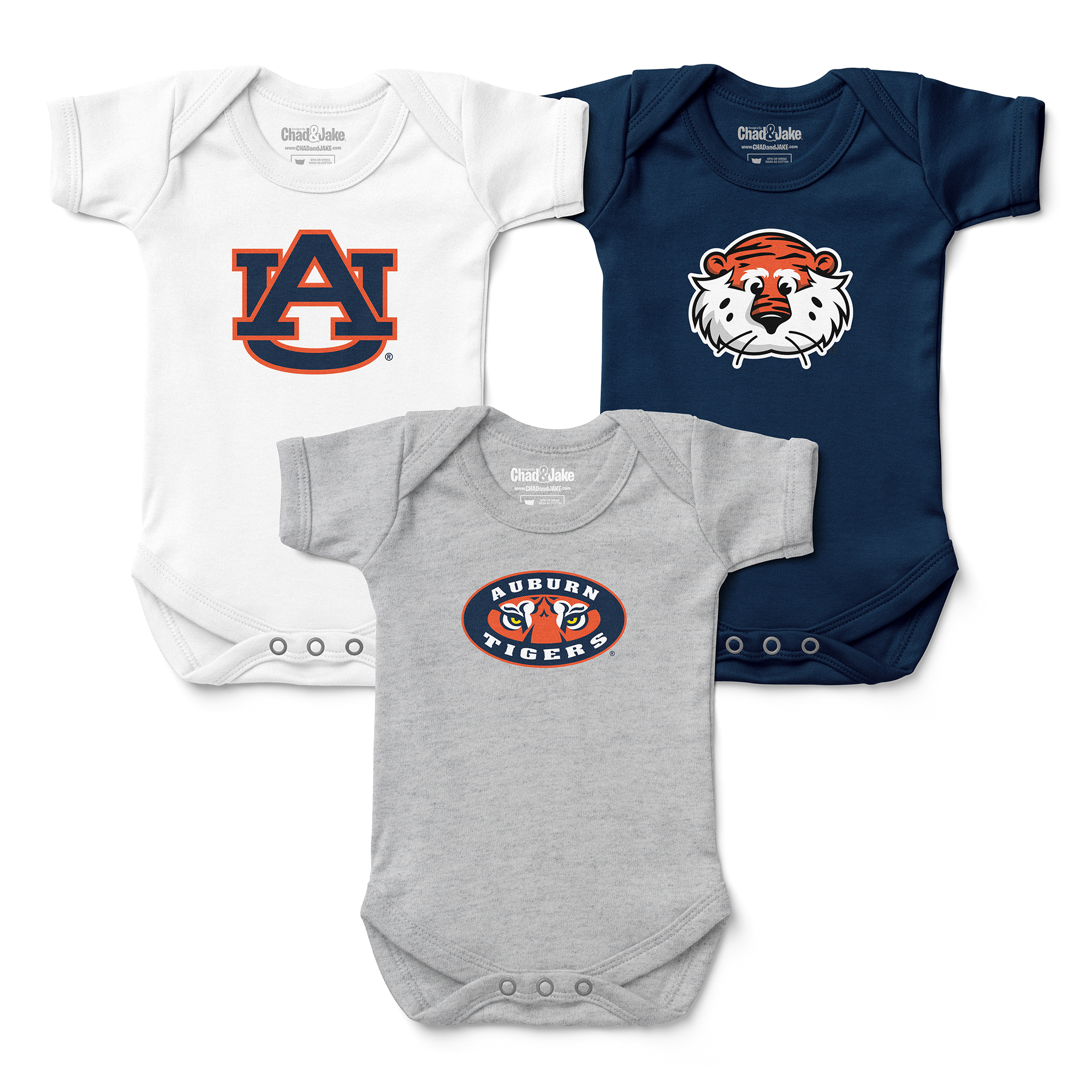 Newborn & Infant Chad & Jake Auburn Tigers 3-Pack Bodysuit Set