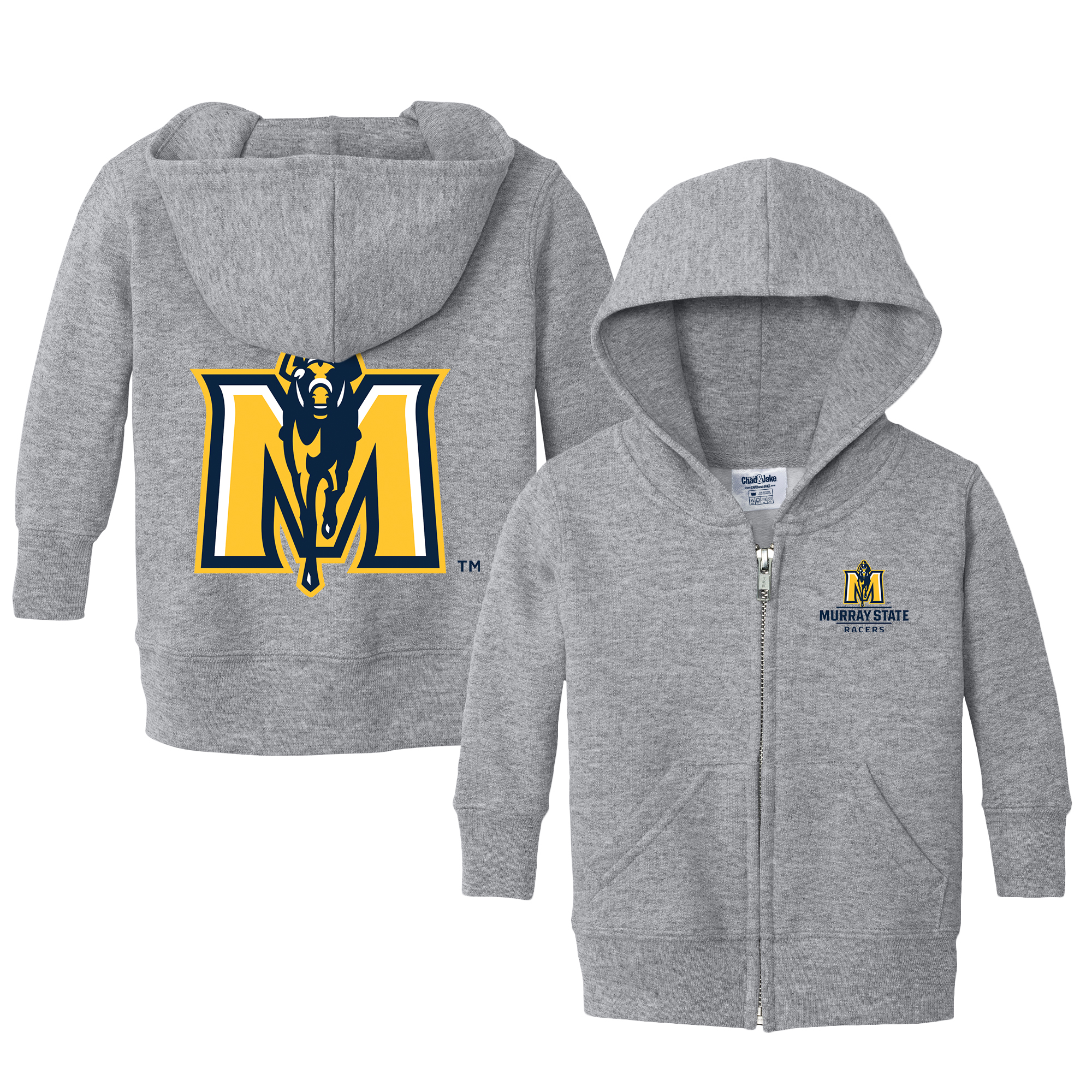 Toddler Chad & Jake Heather Gray Murray State Racers Logo Full-Zip Hoodie Jacket