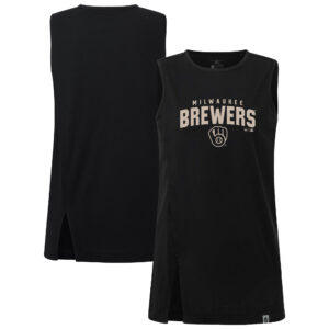 Women's Levelwear Black Milwaukee Brewers Influx Team Arch Tank Top
