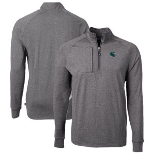 Men's Cutter & Buck Heather Black Philadelphia Eagles Big & Tall Adapt Eco Raglan Quarter-Zip Jacket