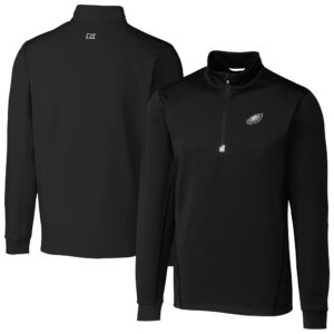 Men's Cutter & Buck Black Philadelphia Eagles Big & Tall Traverse Stretch Quarter-Zip Top
