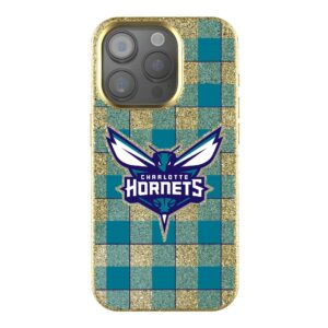 Keyscaper Charlotte Hornets Plaid Bling iPhone Case