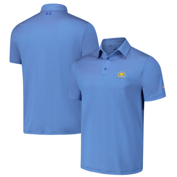 Men's Under Armour  Blue Presidents Cup Team USA Green Bridge Stripe Polo - Image 6
