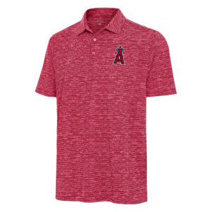 Men's Antigua Heather Red Los Angeles Angels Static Polo