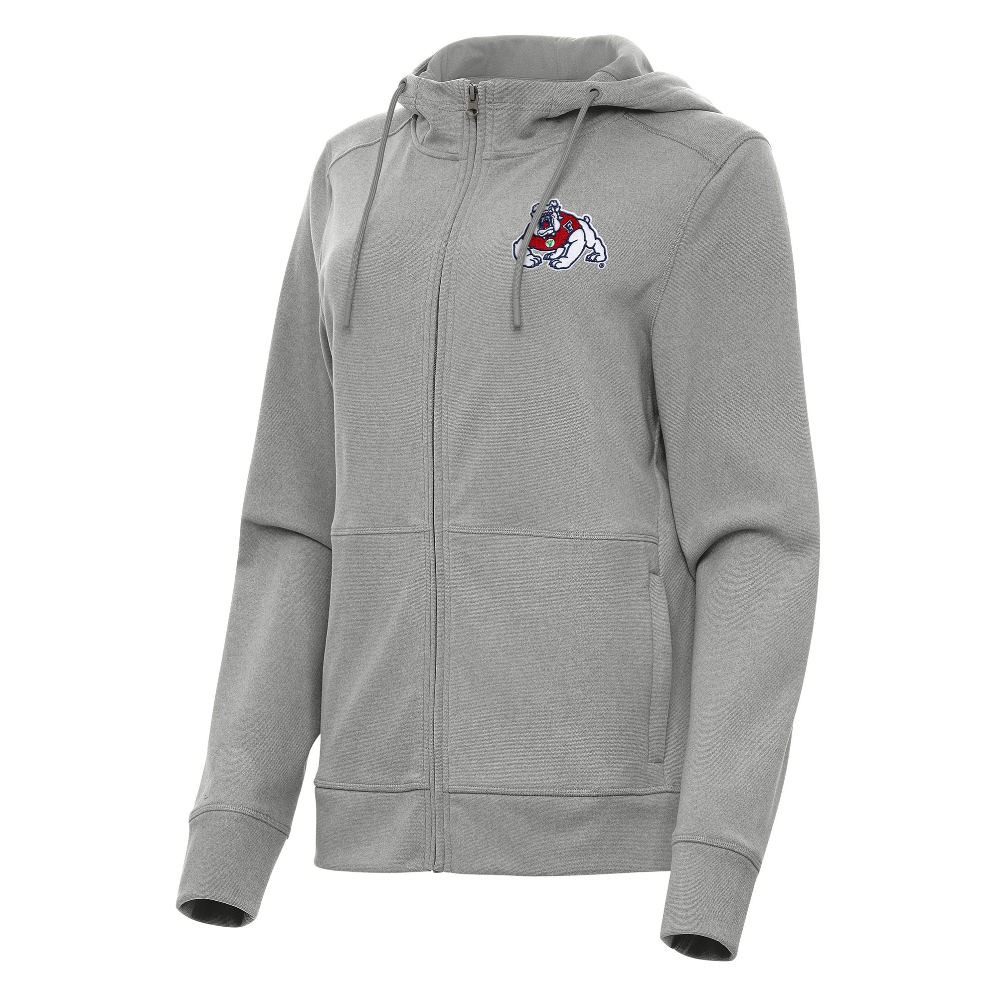 Women's Antigua Heather Gray Fresno State Bulldogs Seeker Full-Zip Hoodie