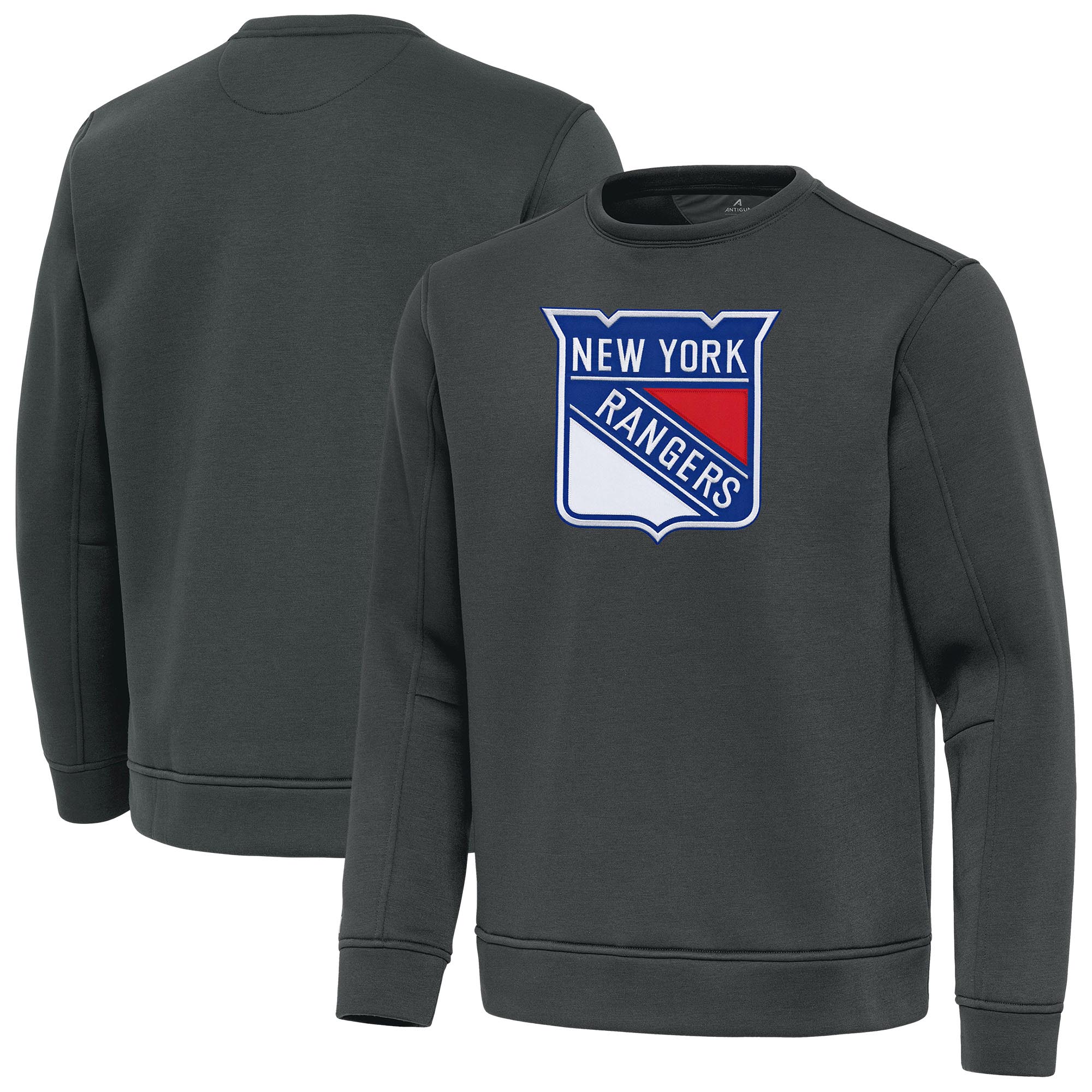 Men's Antigua Pewter New York Rangers Relevant Lightweight Pullover Sweatshirt