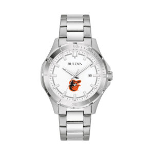 Men's Bulova Silver Baltimore Orioles Stainless Steel Classic Sport Watch