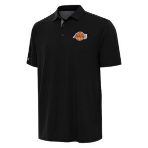 Men's Antigua Black/Gray Los Angeles Lakers Era Polo
