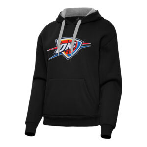 Women's Antigua Black Oklahoma City Thunder Victory Pullover Hoodie