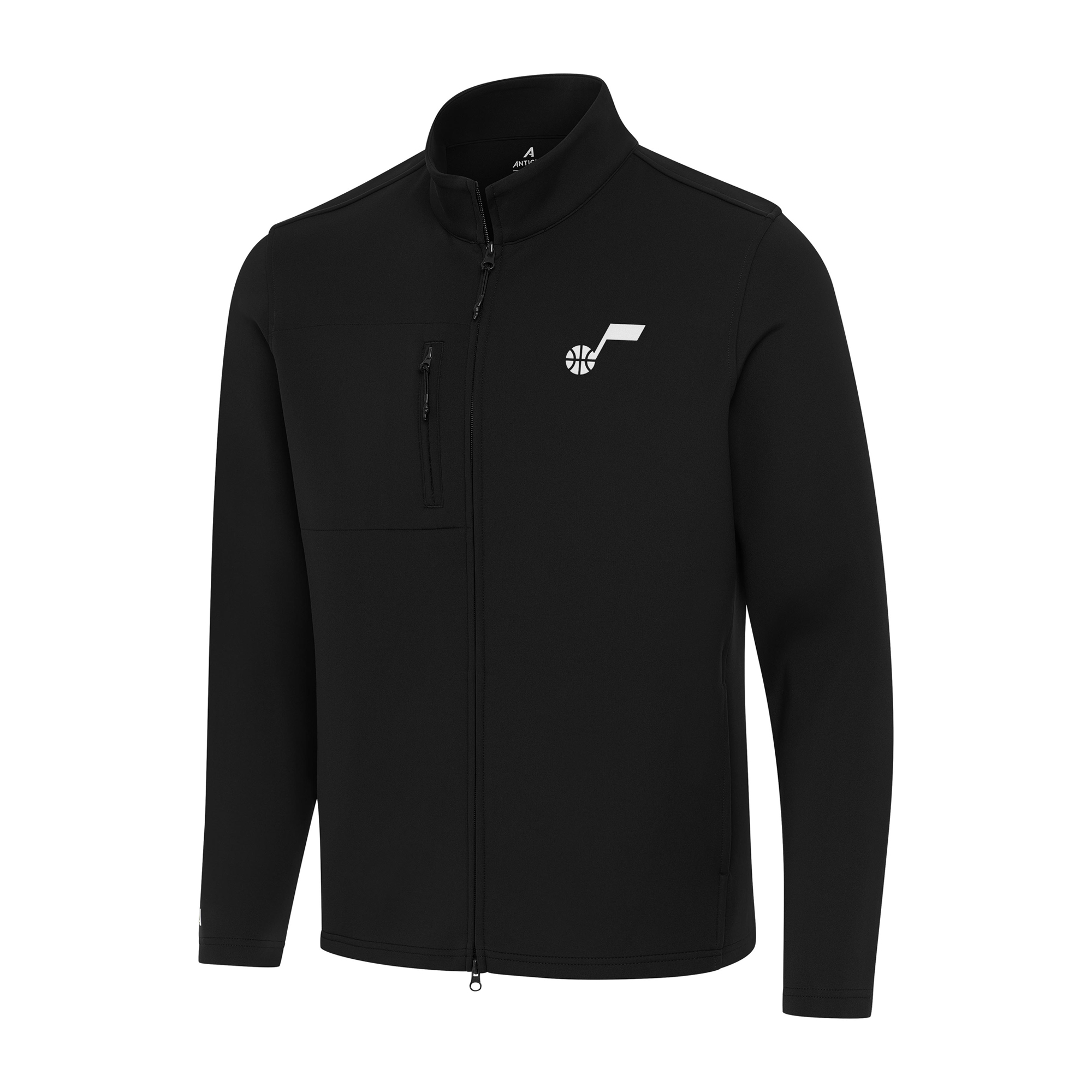 Men's Antigua Black Utah Jazz Objection Double-Peached Full-Zip Jacket