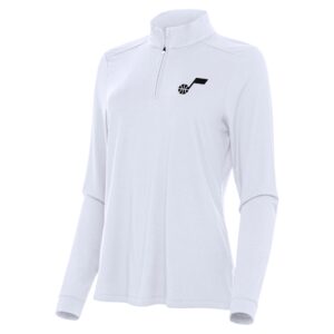 Women's Antigua White Utah Jazz Intent Quarter-Zip Top