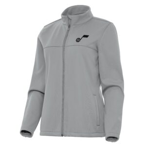 Women's Antigua Gray Utah Jazz Links 2 Full-Zip Golf Jacket
