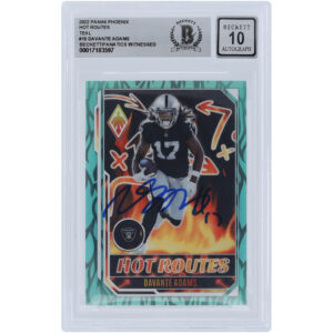Davante Adams Las Vegas Raiders Autographed 2022 Panini Phoenix Hot Routes Teal #HR-10 #/150 Beckett Fanatics Witnessed Authenticated 10 Card