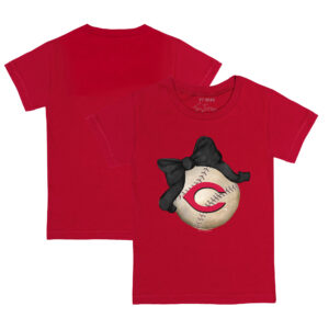 Infant Tiny Turnip Red Cincinnati Reds Baseball Bow T-Shirt