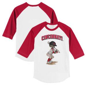 Toddler Tiny Turnip White/Red Cincinnati Reds James 3/4-Sleeve Raglan T-Shirt