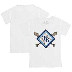 Youth Tiny Turnip White Tampa Bay Rays Diamond Cross Bats T-Shirt