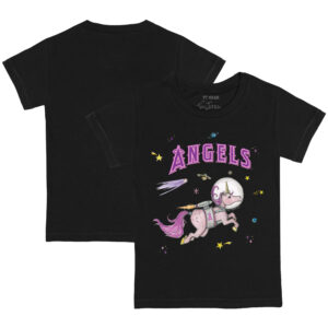 Youth Tiny Turnip Black Los Angeles Angels Space Unicorn T-Shirt