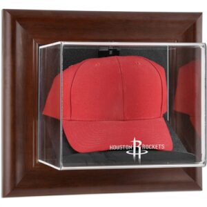 Houston Rockets Team Logo Brown Framed Wall-Mountable Cap Display Case
