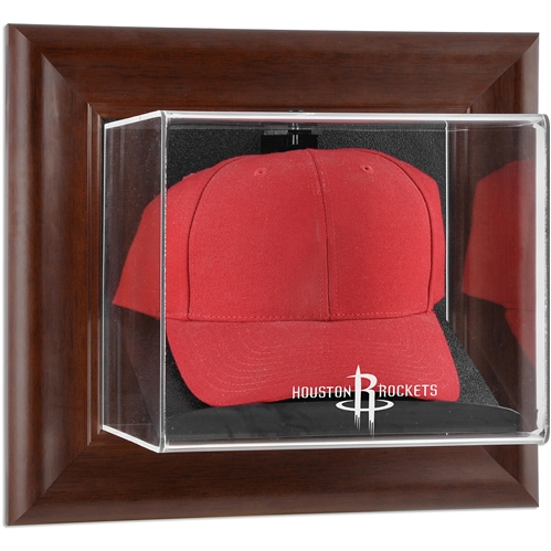 Houston Rockets Team Logo Brown Framed Wall-Mountable Cap Display Case