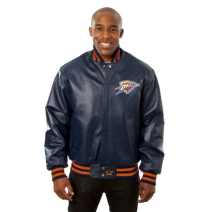 Men's JH Design Navy Oklahoma City Thunder Domestic Team Color Leather Jacket