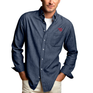 Men's Blue Dayton Flyers Hudson Denim Long Sleeve Button-Down Shirt