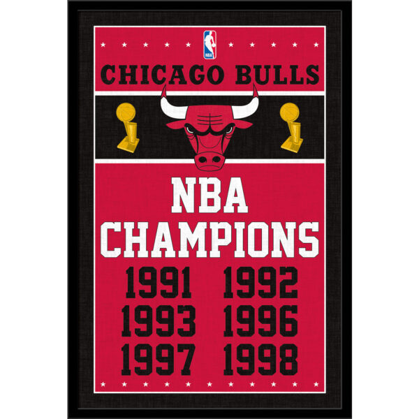 Chicago Bulls NBA Finals Champions 24.25'' x 35.75'' Framed Poster - Image 2