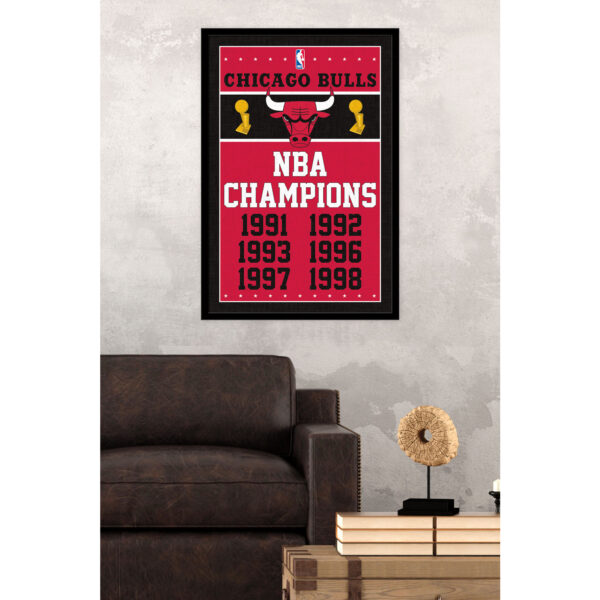 Chicago Bulls NBA Finals Champions 24.25'' x 35.75'' Framed Poster - Image 8