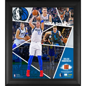 Luka Doncic Dallas Mavericks Framed 15" x 17" Impact Player Collage with a Piece of Team-Used Basketball - Limited Edition of 500
