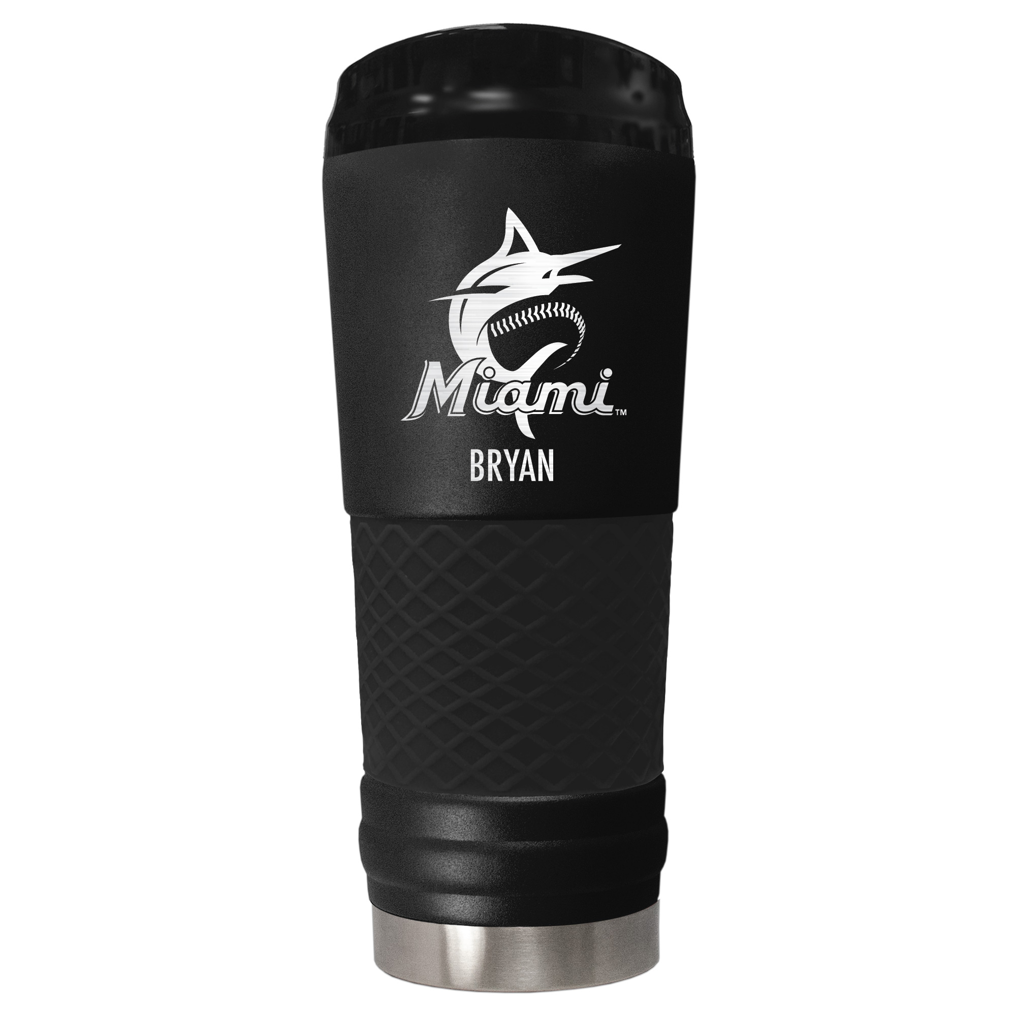 Black Miami Marlins 24oz. Personalized Stealth Draft Tumbler